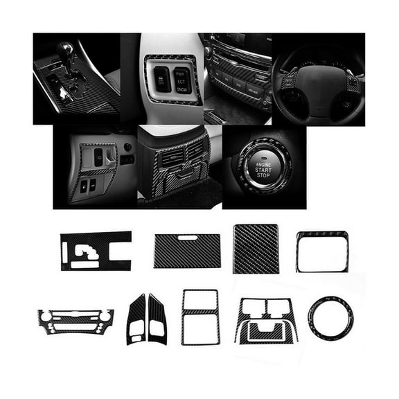 12Pcs Carbon Fiber Interior Full Set Cover Trim For LEXUS IS250 IS350 2006-2012