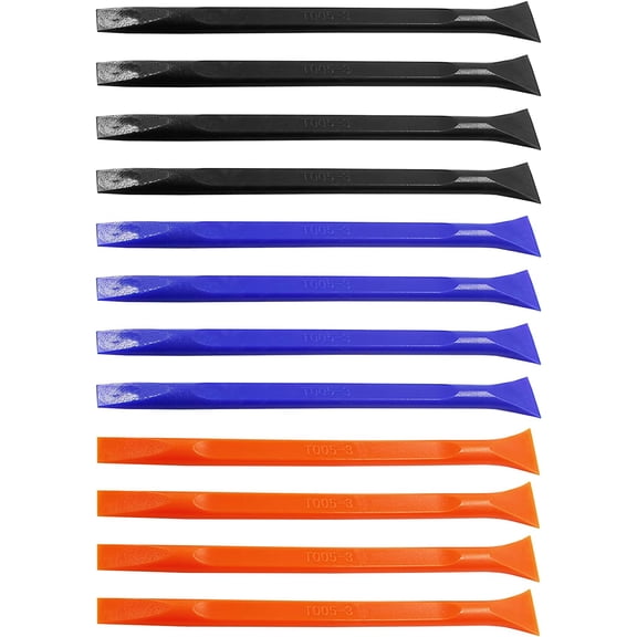 12Pcs Carbon Fiber Scraper Cleaning Tool Non-Scratch Plastic Multi-Purpose Stiff Scraper Pen-Shaped Scraper Tool for Paint, Stickers Label, Food, Tight Spaces, Crevices (Black, Blue, Orange)