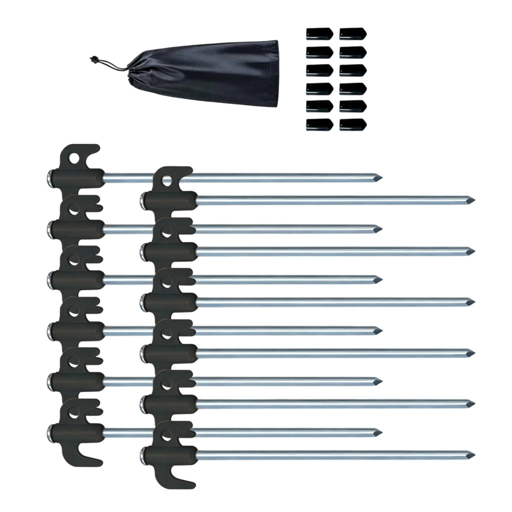 12Pcs Carbon Steel Camp Tent Stakes Heavy Duty Tarps Peg Camping Stakes Tent Peg Ground Pegs for Outdoor Camping Canopy