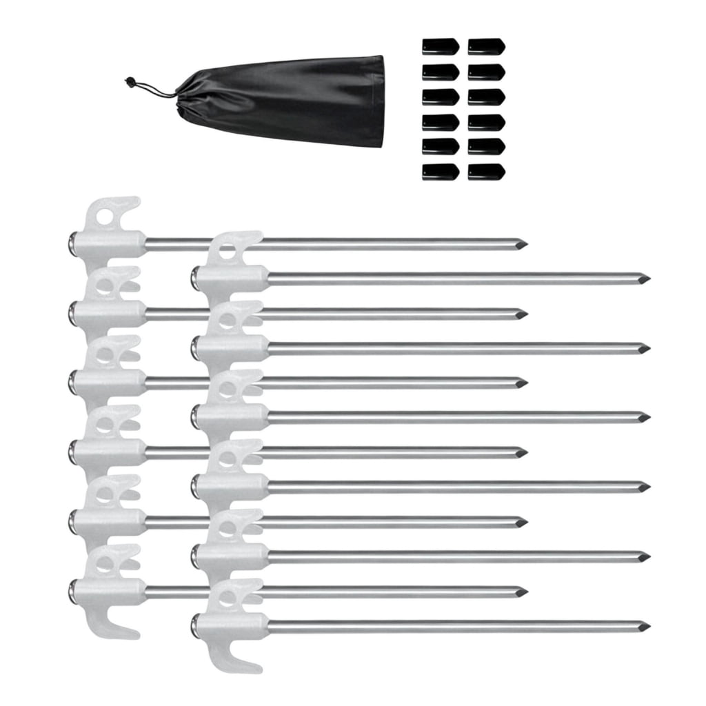 12Pcs Carbon Steel Camp Tent Stakes Heavy Duty Tarps Peg Camping Stakes Tent Peg Ground Pegs for Outdoor Camping Canopy