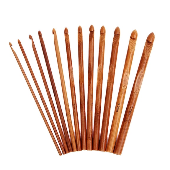 12Pcs Carbonized Bamboo Knitting Needles Crochet Hooks for Braiding Crochet Sewing Tools FireBrick 150mm DIY