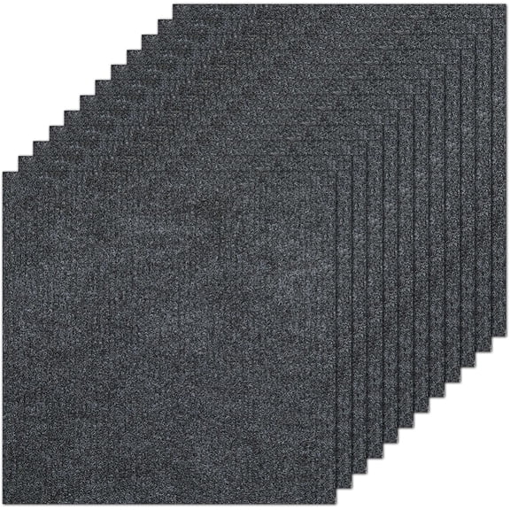 12Pcs Carpet Cover Tiles Carpet Squares Peel and Stick 12x12 Inch Reusable Anti-Slip Self Adhesive Soft Padded Mat Floor Tile