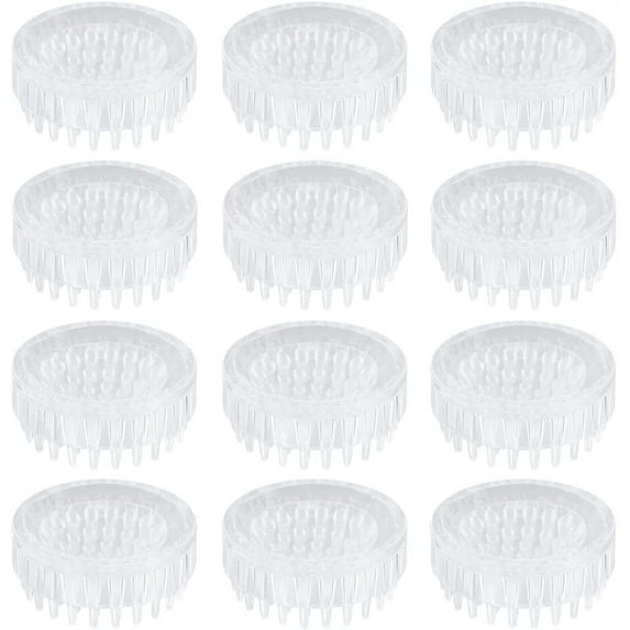 12Pcs Carpet Protector Spiked Caster Cups, Plastic Carpet Protectors for Desk Chair Sofa, Round Spiked Caster Cups for Furniture Legs (Clear)
