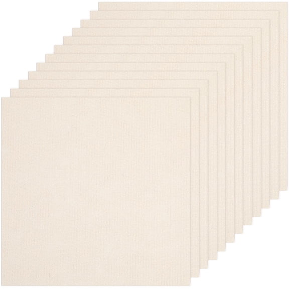 12Pcs Carpet Tiles Peel and Stick Self Adhesive Carpet Floor Tiles 12x12 Inch Square Anti-Slip Beige Soft Padded Mat Floor Covering for Bedroom Living Room Kitchen Indoor Outdoor Office DIY