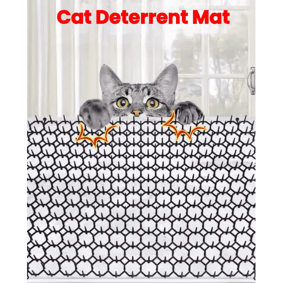 12Pcs Cat Dog Deterrent Mat, Plastic Spike Mat for Indoor/Outdoor Use, Pet Repellent Training Mat to Protect Plants Garden Furniture from Cats & Dogs
