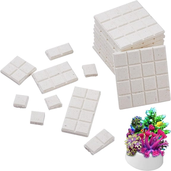 12Pcs Ceramic Coral Frag Tiles Aquarium Coral Rack Support Bracket Square Base Also as Heat Diffuser Sheet White 50x50x5mm DIY