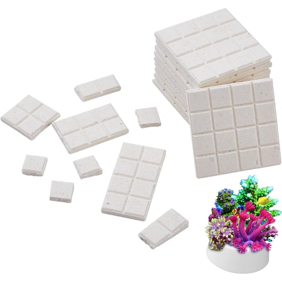 12Pcs Ceramic Coral Frag Tiles Aquarium Coral Rack Support Bracket Square Base Also as Heat Diffuser Sheet White 50x50x5mm