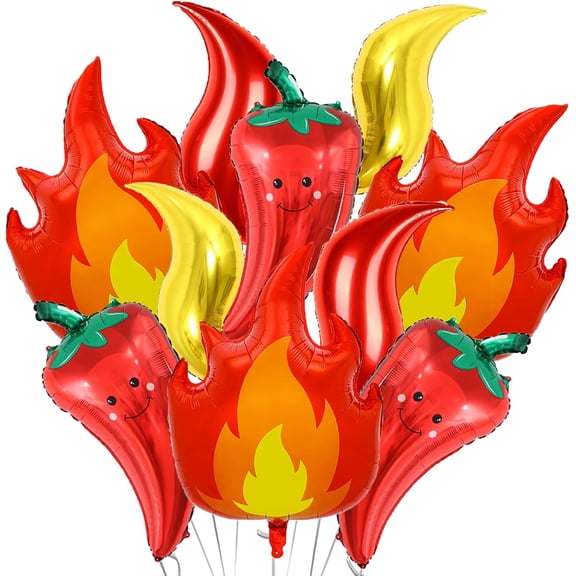 12Pcs Chili Fire Foil Balloons Cook Off Contest Party Decorations, Chili Pepper Flame Balloons Contest Cinco De Mayo Mexican Fiesta Birthday Festival Party Decorations Supplies