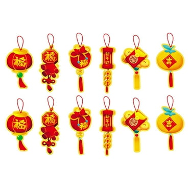 12Pcs Chinese New Year Decorations Pendants for Home Restaurant Wall Decor Party Style E