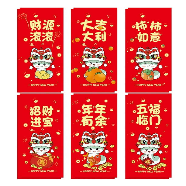12Pcs Chinese New Year Red Envelopes 2025 Year of The Snake Red Money