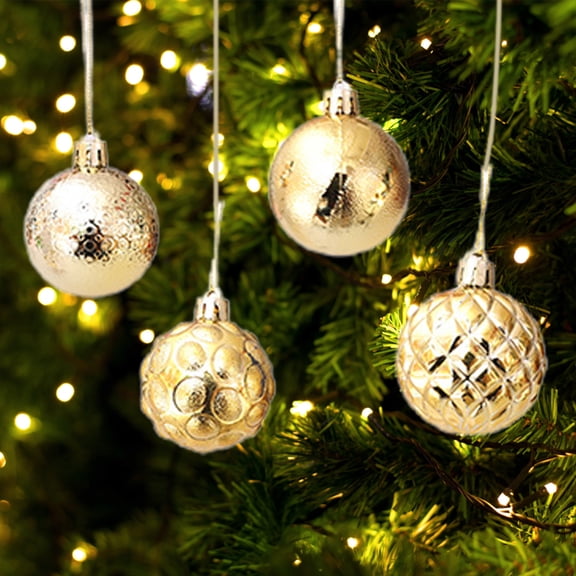 12Pcs Christmas Balls Eye-catching Shatterproof Plastic Xmas Tree Hanging Balls Ornaments for Home