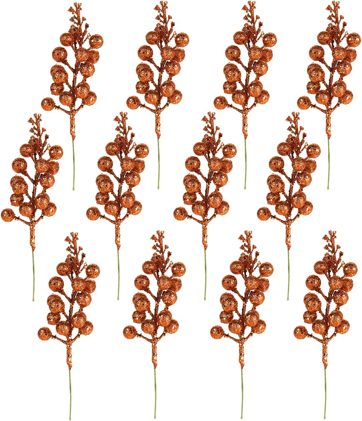 12Pcs Christmas Berry Stems, Artificial Glittery Berry Picks Christmas