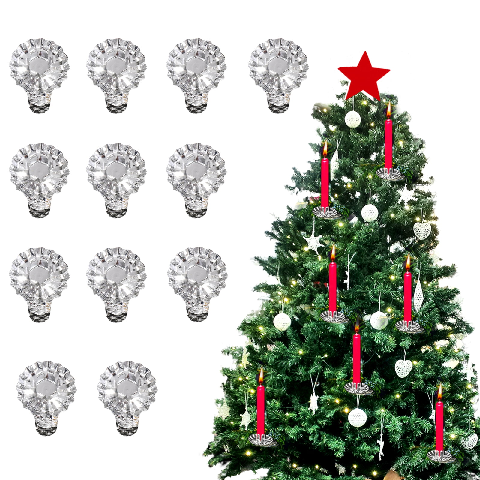 12Pcs Christmas Candle Clip Flower Shape Candle Clip Bulk Small Metal