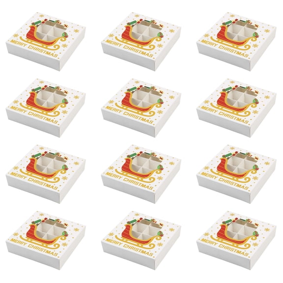 12Pcs Christmas Chocolate Box 12 Slot Treat Boxes Candy Box Recyclable Paper Packaging Box for Festival Celebration