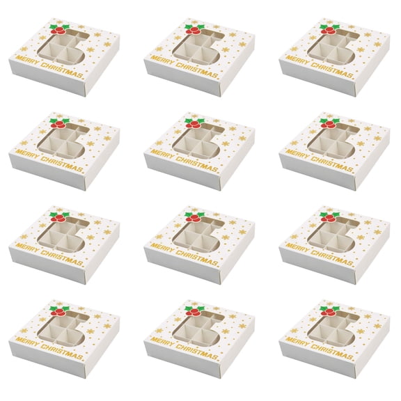 12Pcs Christmas Chocolate Box Gold Foil Chocolate Gift Box with 12 Slot Christmas Treat Boxes for Cookie Candy Chocolate
