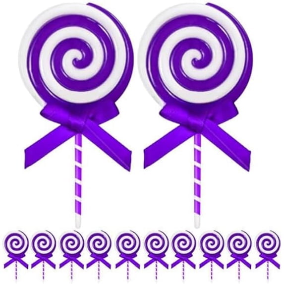 12Pcs Christmas Lollipop Candy Cane, Hanging Ornaments Christmas Tree Decorations for Xmas Crafts Indoor Outdoor Decor (Purple)