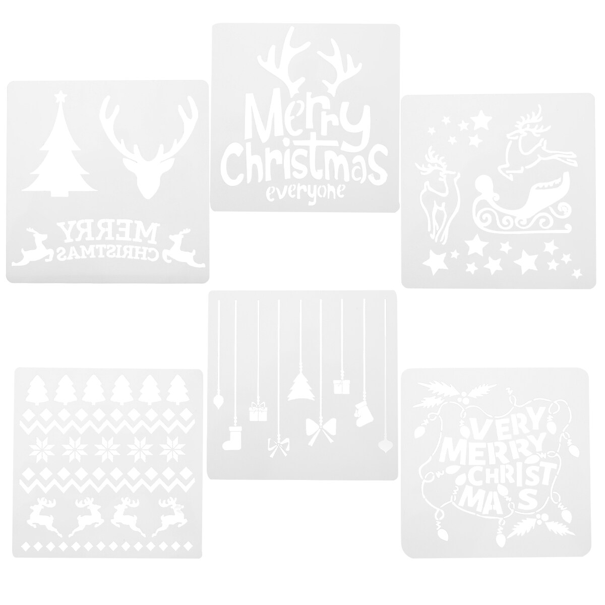 12Pcs Christmas Pattern Stencil Drawing Template Painting Stencil Photo