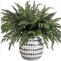 12Pcs Christmas Pine Stems, 19'' Long Artificial Evergreen  Pine Branches, Real Touch Greenery Picks, Faux Floral Branch for Mantel DIY Xmas Home Decoration Indoor Christmas Decor