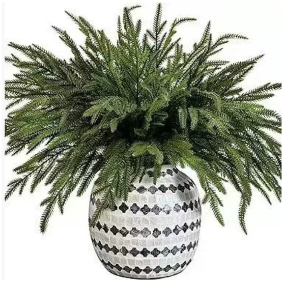 12Pcs Christmas Pine Stems, 19'' Long Artificial Evergreen  Pine Branches, Real Touch Greenery Picks, Faux Floral Branch for Mantel DIY Xmas Home Decoration Indoor Christmas Decor