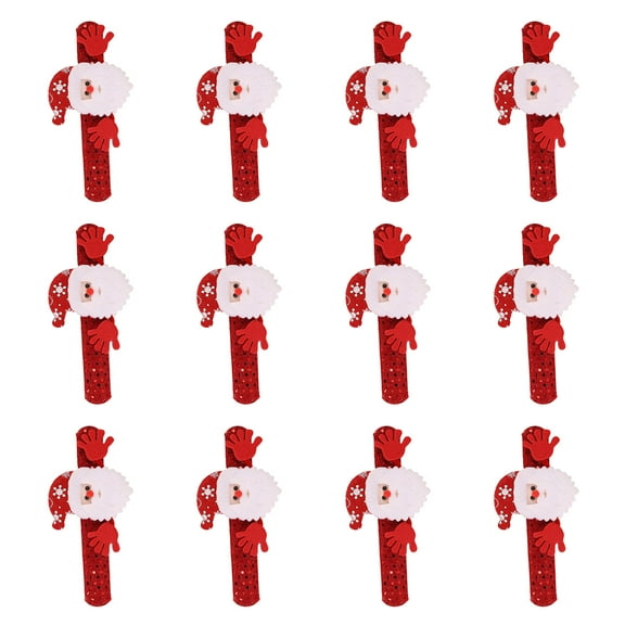 12Pcs Christmas Slap Bracelets for Kids Adult Comfortable Soft Wristbands Stocking Fillers For Christmas Decorations