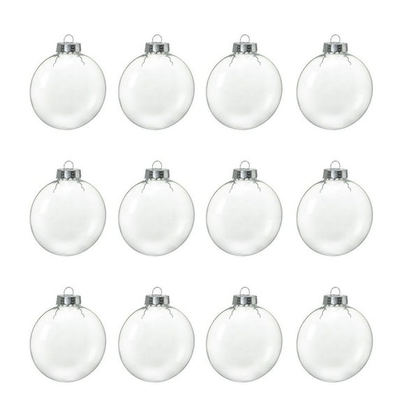 12Pcs Christmas Spheres Plastic Transparent Ball Christmas Ball Christmas Tree Heart Ball Diy Decor Christmas Supplies