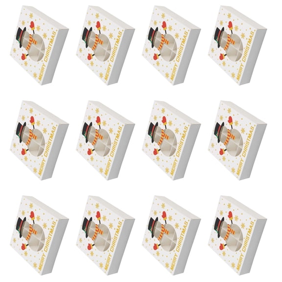 12Pcs Christmas Treat Boxes 12 Slot Chocolate Gift Box Cookie Candy Box Recycled Paper Packaging Box Christmas Supplies