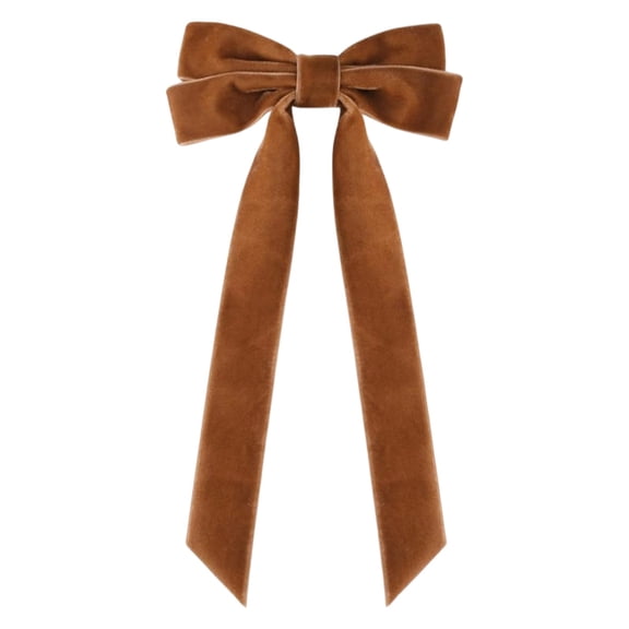 12Pcs Christmas Tree Decorations - Brown Velvet Ribbon Bows for Christmas Tree, 5in X 10in Xmas Ornaments for Tree Home Party Front Door Wreath Holiday Decor