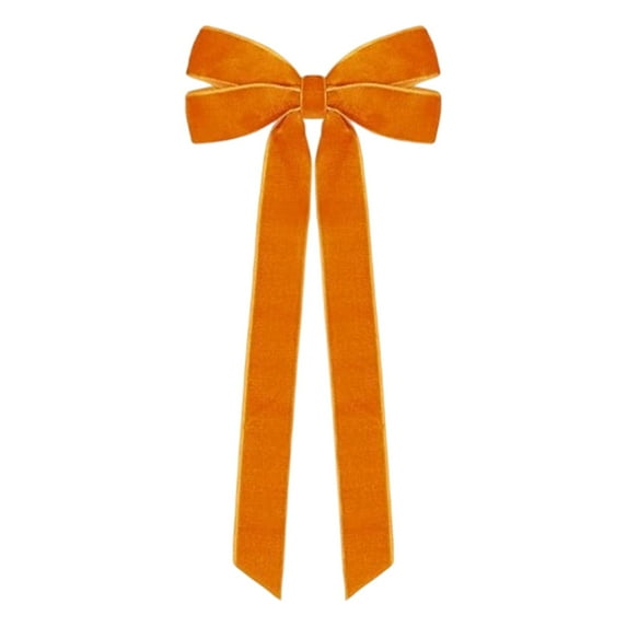 12Pcs Christmas Tree Decorations - Orange Velvet Ribbon Bows for Christmas Tree, 5in X 10in Xmas Ornaments for Tree Home Party Front Door Wreath Holiday Decor
