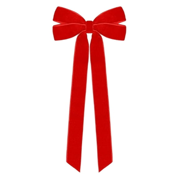 12Pcs Christmas Tree Decorations - Red Velvet Ribbon Bows for Christmas Tree, 5in X 10in Xmas Ornaments for Tree Home Party Front Door Wreath Holiday Decor