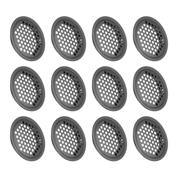 12Pcs Circular Air Vents Cover Flat Soffit Vent 53mm/2.1" Stainless Steel Soffit Vent Cover Black