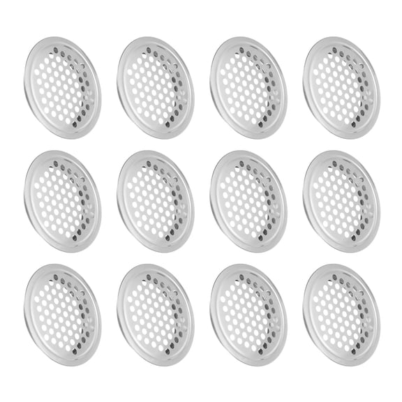 12Pcs Circular Air Vents Cover Flat Soffit Vent 53mm/2.1" Stainless Steel Soffit Vent Cover Silver Tone
