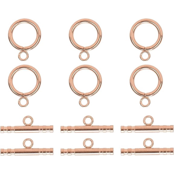 12Pcs Clasps for Jewelry Making, Jewelry Clasps and Closures, Rose Gold Stainless Steel Simple Design Toggle Clasps to Match A Piece of Jewelry and Make Your Jewelry More Special