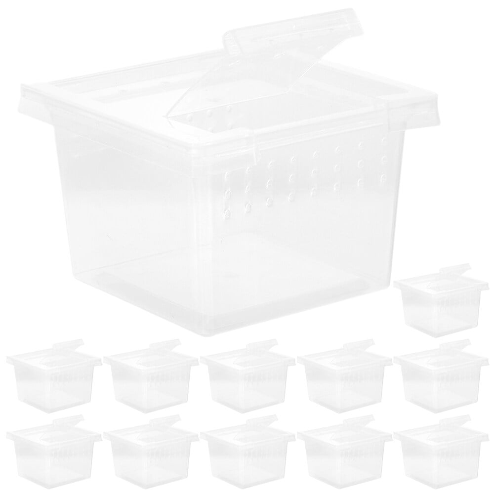 12Pcs Clear Crickets Keeper Transparent Snake Cage Household Reptile Box Reptile Supply