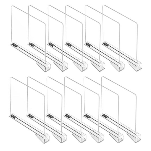 12Pcs Clear PET Shelf Dividers for Closet Transparent Closet Shelf Divider Organizer for Bedroom , Office