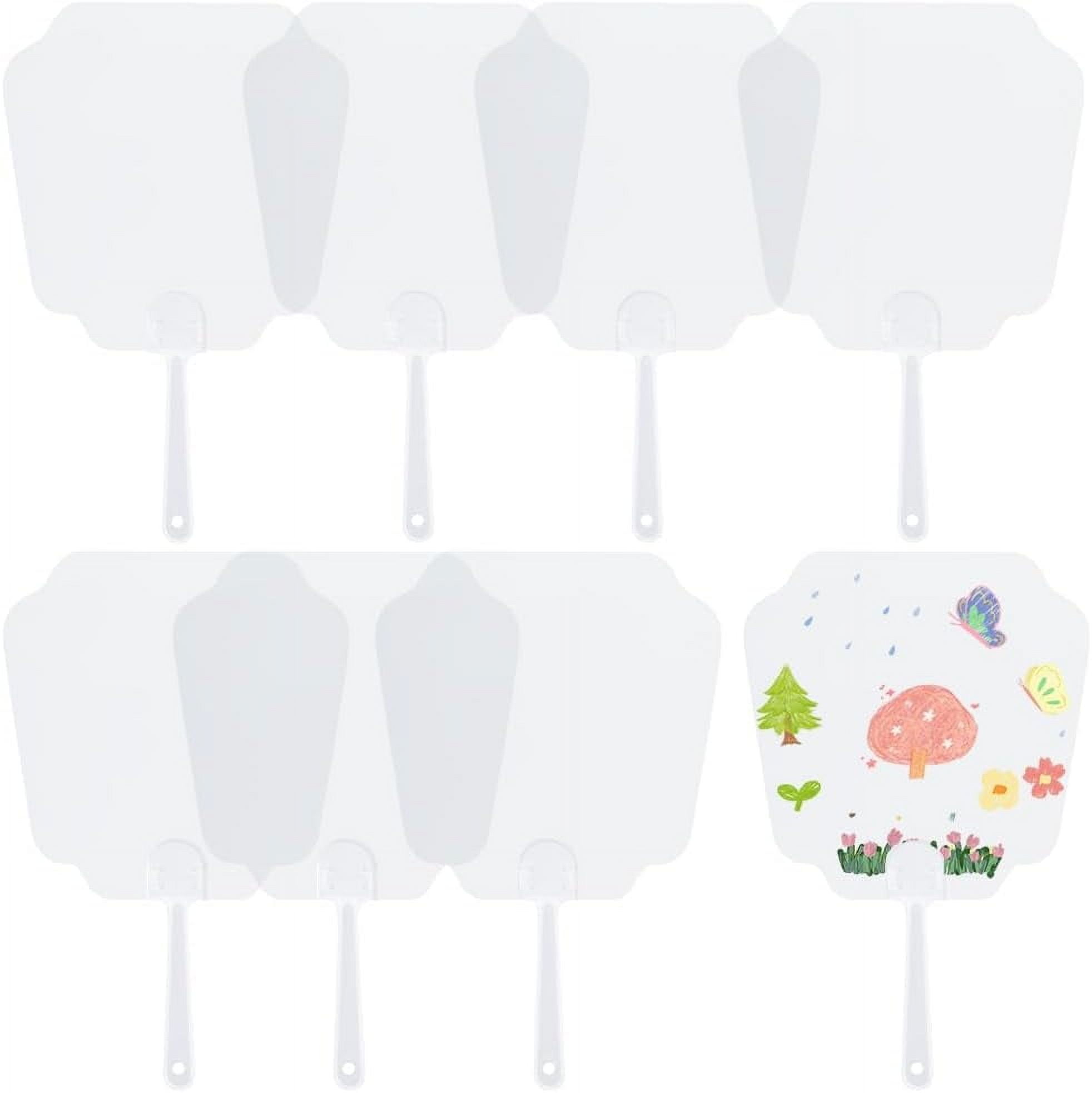 Fan Made Shape 12Pcs Clear Plastic Hand Held Fans Blank Pocket Fan Trapezoid Shape ...