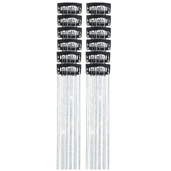 12Pcs Clip In Hair Tinsel, Glitter Hair Tinsel Extensions, Hair Accessories for Party, Festival Styling Hair, Sparkling Fairy Hair Clips, Removable Tinsel Extensions, Rainbow Hair Tinsel