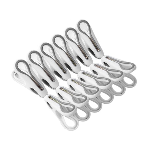 12Pcs Clothespins Clothes Drying Line Pegs Clothes Drying Rack Stable Sock Hangers Clips Pegs for Shorts Trouser Hanging Clothes Underwear white
