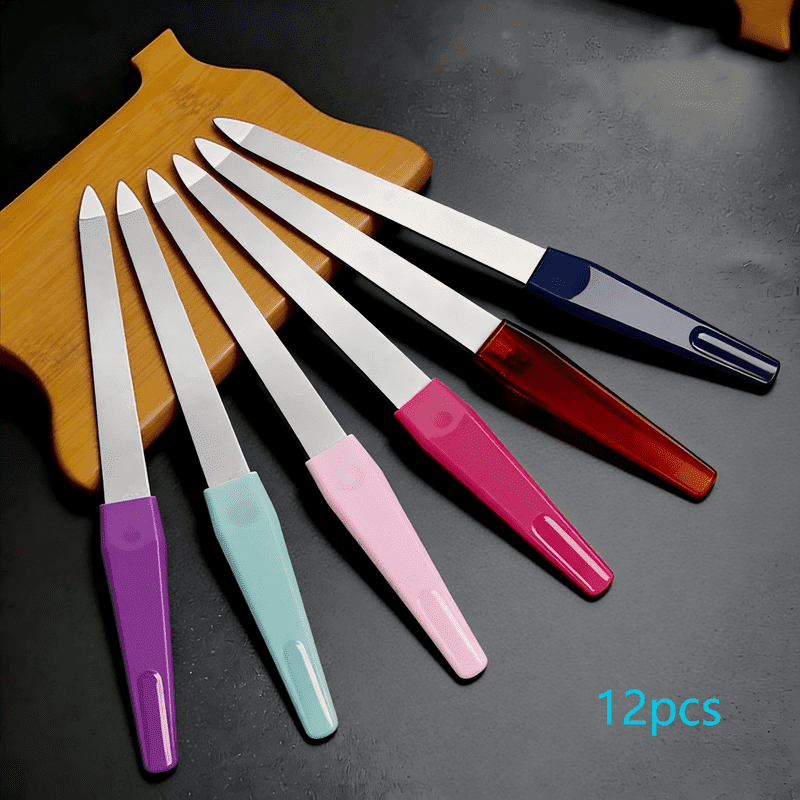 12Pcs Color-Coded Nail Files – Ergonomic Handles for Group Use ...
