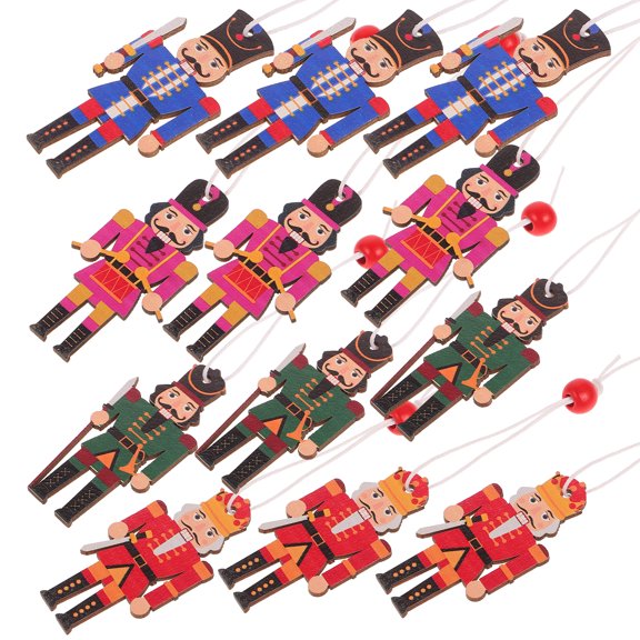 12Pcs Colorful Nutcracker Cutout Party Nutcrackers Cutout Nutcrackers Soldier Pendants for Parties