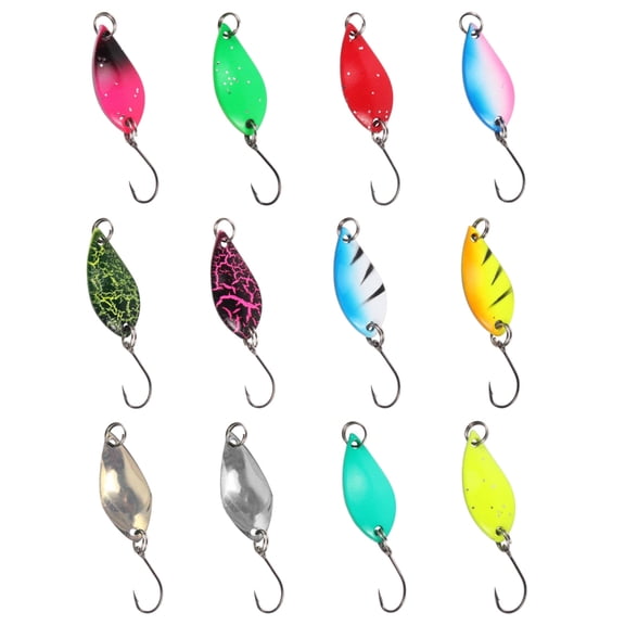 12Pcs Colorful Spoon Lures Metal Hard Spinner Baits Lures Bass Spinner Swimbaits