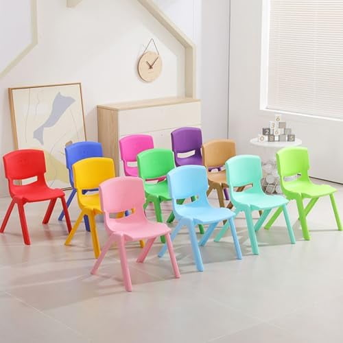 12Pcs Colorful Stackable School Chairs, Kids School Chair Seat for Toddlers Plastic Stack Chairs with 11'' Seat Height Little Kids Flexible Seating for Kindergarten Classroom Daycare$$Office