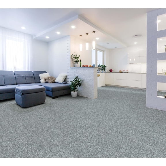 12Pcs Commercial Carpet Tiles, Heavy Duty Carpet Floor Tiles with Non-slip Backing, 0.38" Thickened Carpet Squares for Living Room Bedroom Office Hotel Garage