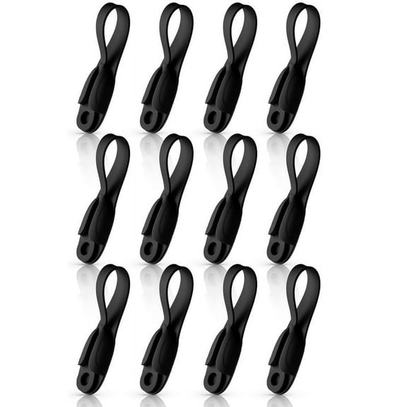 12Pcs Cord Bundlers Organizer for Appliances, Self Adhesive Kitchen Appliance Silicone Holder Black