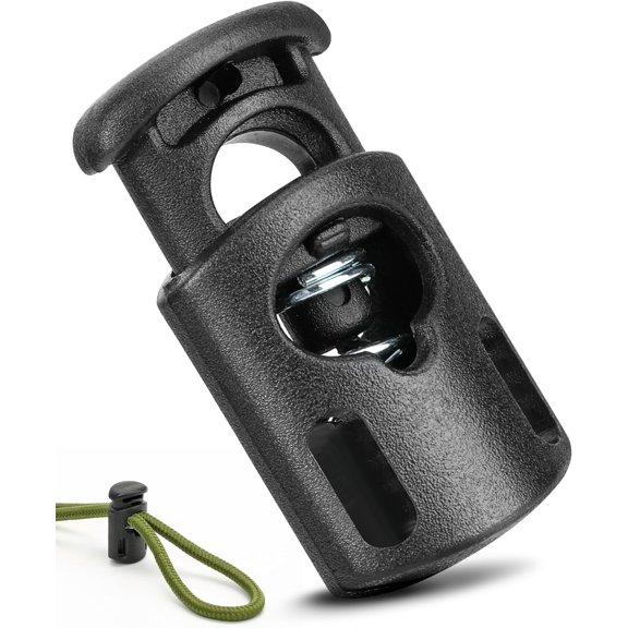 12Pcs Cord Lock, Cord Locks for Drawstrings, Black Plastic Spring Toggle Stoppers, Reliable Cord Fastener Clips for Paracord, Shoelaces, Bags, Clothing, and DIY Projects