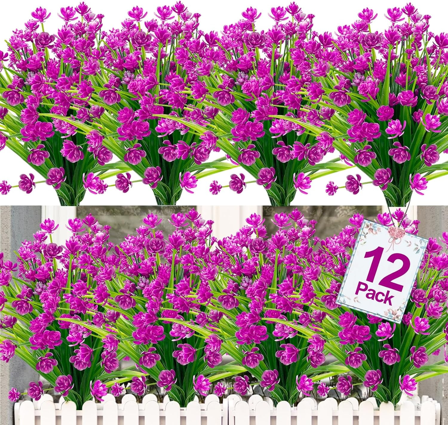 6 Bundles Artificial Flowers For Outdoors 6 Style Decoration UV Resistant Fake Flowers Greenery Shrubs Plants Fake Flowers For Decoration Outdoor Plants Hanging Planter Hoe Garden Decor | SHEIN USA - View #5