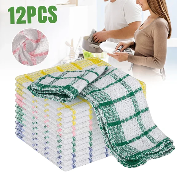 12Pcs Cotton Dish Cloth Kitchen Towel Dishcloths Absorbent Cleaning Washing Rags