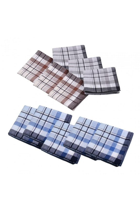 12Pcs Cotton Men's Hands Party Bandanas Casual Pocket Square Hankies Color Random Style B