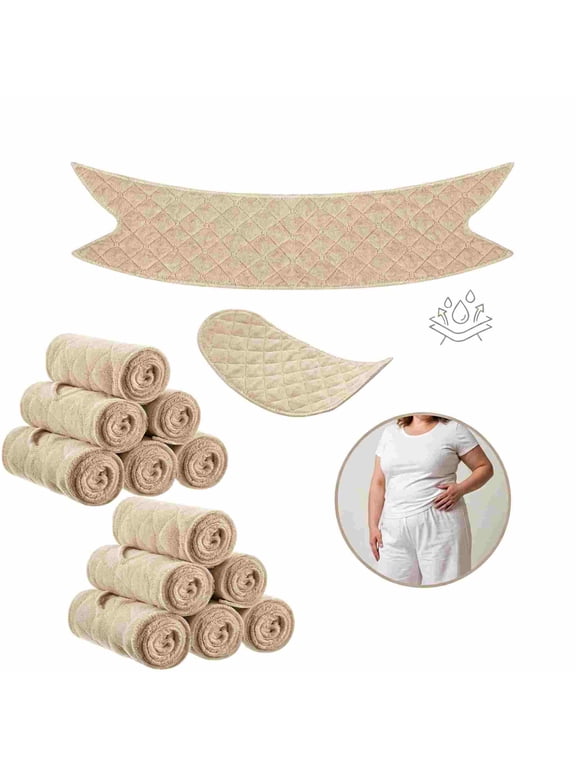 12Pcs Cotton Tummy Liners for Sweat Rash Skin Folds Plus Size Women Sweating Supplies, Khaki