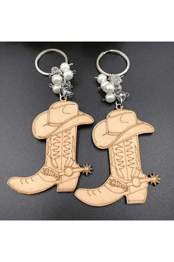 12Pcs Cowboy boot Wood Design Keychain Western Cowboy Cowgirl Boot Wall Decors