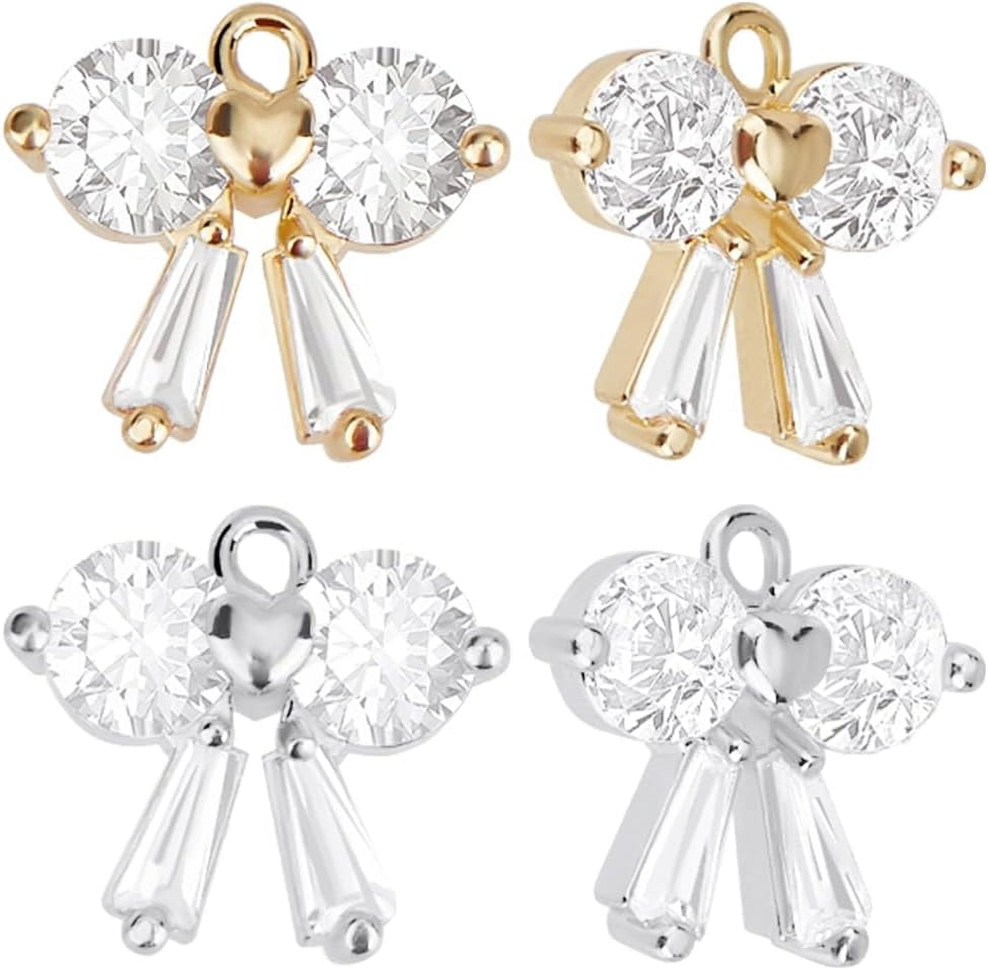 12Pcs Cubic Zirconia Charms Gold Silver Butterfly Bowknot Pendants ...